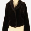 Womens Wonderfull Luxury Teddy Bear Icon Fur Coat Elagant Vintage Size S Dark Chocolate C2633-0