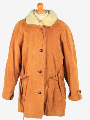 Womens Real Suede Coat Shearling Vintage Size XL Coffee C2637-0