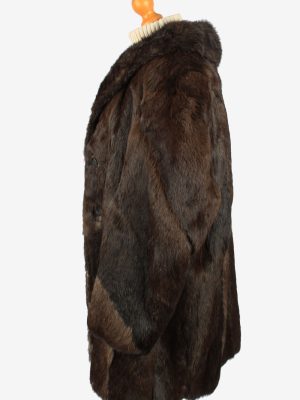 Fur Coat Jacket Button Lined Ladies Vintage Size XL Dark Brown C2286-155521