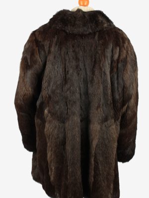 Fur Coat Jacket Button Lined Ladies Vintage Size XL Dark Brown C2286-155522