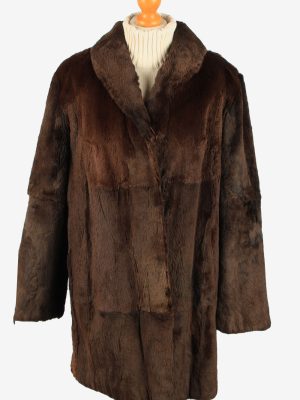 Fur Coat Jacket Petite Mademoiselle Womens Vintage Size M Dark Brown C2287-0