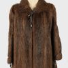 Fur Coat Jacket Collar Ladies Vintage Size M Dark Brown C2290-0