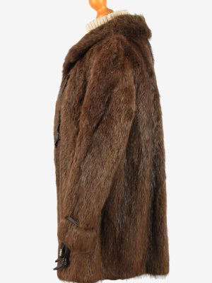 Fur Coat Jacket Collar Ladies Vintage Size M Dark Brown C2290-155541