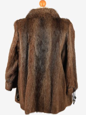Fur Coat Jacket Collar Ladies Vintage Size M Dark Brown C2290-155542