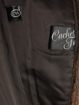 Fur Coat Jacket Collar Ladies Vintage Size M Dark Brown C2290-155543