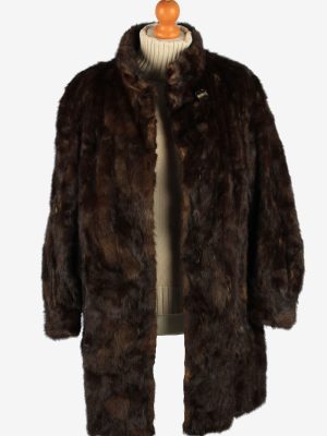 Fur Coat Jacket Lined Womens Vintage Size XL Dark Brown C2296-155570