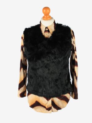 Rabbit Fur Sleeveless Top Vintage Womens UK 10 Black C2265-0