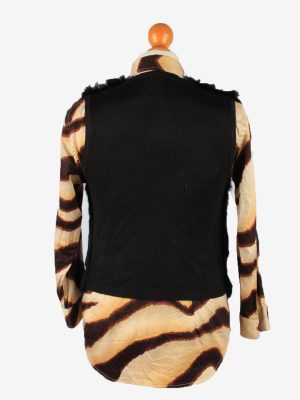 Rabbit Fur Sleeveless Top Vintage Womens UK 10 Black C2265-155128
