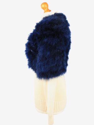 Fur Gilet Waistcoat Vintage Womens UK 18 Navy C2268-155395