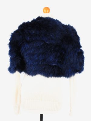 Fur Gilet Waistcoat Vintage Womens UK 18 Navy C2268-155396