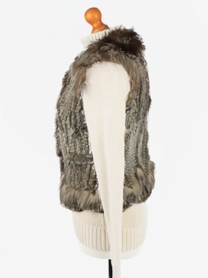Fur Gilet Waistcoat Vintage Trapper Queens Womens UK 14/16 Grey C2270-155403