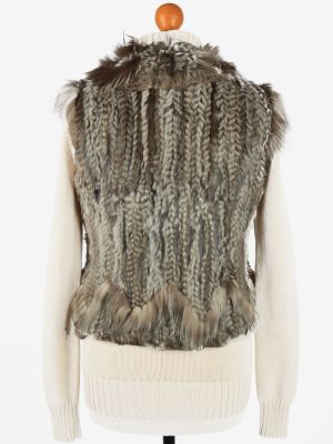 Fur Gilet Waistcoat Vintage Trapper Queens Womens UK 14/16 Grey C2270-155404