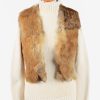Fur Gilet Waistcoat Vintage Womens Coffee C2276-0