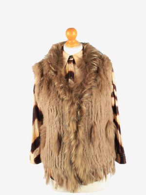 Fur Gilet Waistcoat Vintage Womens UK 14 Brown C2263-0