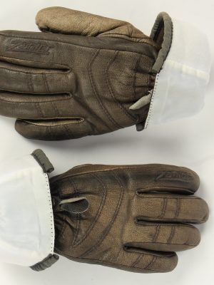 Motorbike Gloves Womens Leather Vintage Zip Size M Brown -G484-155893