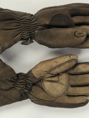 Motorbike Gloves Womens Leather Vintage Zip Size M Brown -G484-155894