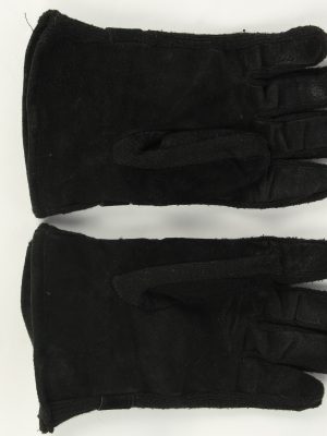 Suede Leather Gloves Vintage Unisex Size L Black -G496-156152