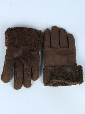 Suede Leather Gloves Vintage Womens Size L Dark Brown -G514-156219