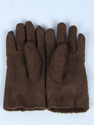 Suede Leather Gloves Vintage Womens Size L Dark Brown -G514-156220