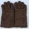 Suede Leather Gloves Vintage Womens Size L Dark Brown -G514-0