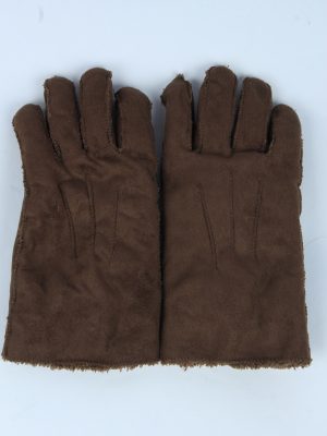 Suede Leather Gloves Vintage Womens Size L Dark Brown -G514-0