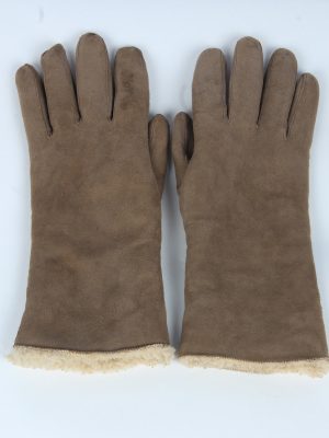 Suede Leather Gloves Vintage Womens Size XL Brown -G522-0