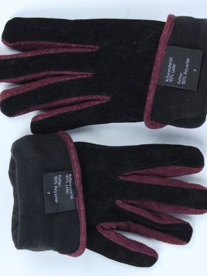 Suede Leather Gloves Vintage Womens Size M Black -G524-156259