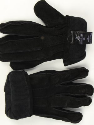 Suede Leather Gloves Vintage Womens Size L Black -G525-156263