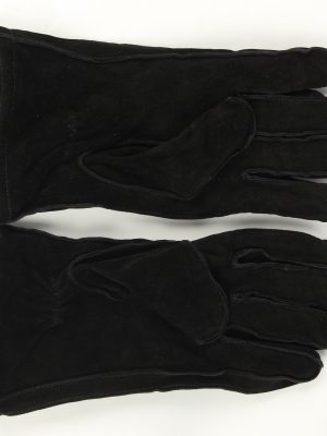 Suede Leather Gloves Vintage Womens Size L Black -G525-156264