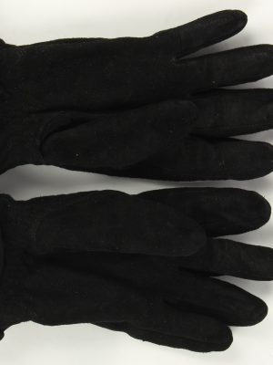 Suede Leather Gloves Vintage Womens Size M Black -G528-156276