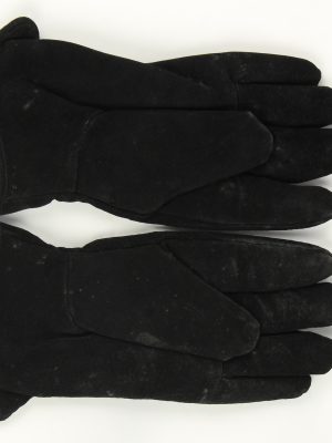 Suede Leather Gloves Vintage Womens Size M Black -G531-156288