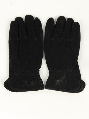 Suede Leather Gloves Vintage Womens Size M Black -G531-0