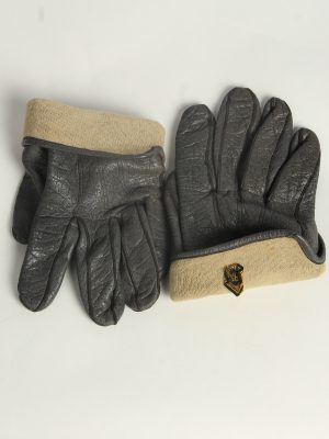 Leather Gloves Mens Vintage Size L Grey -G570-156499