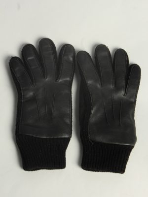 Leather Gloves Womens Vintage Size M Black -G587-0