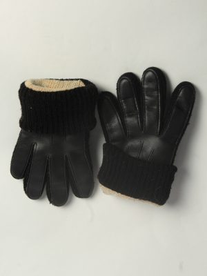 Leather Gloves Womens Vintage Size M Black -G587-156569