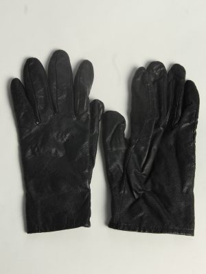 Leather Gloves Womens Vintage Size M Black -G590-0
