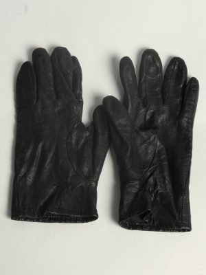 Leather Gloves Womens Vintage Size M Black -G590-156582