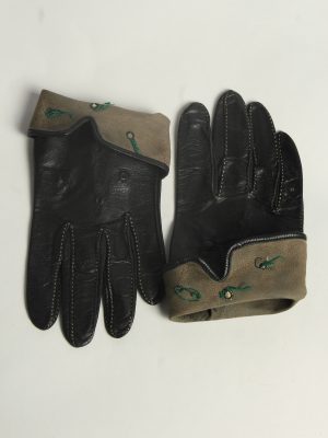 Leather Gloves Womens Vintage Size M Black -G593-156593