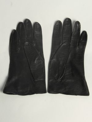 Leather Gloves Womens Vintage Size M Black -G593-156594
