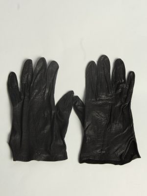 Leather Gloves Womens Vintage Size M Black -G595-0