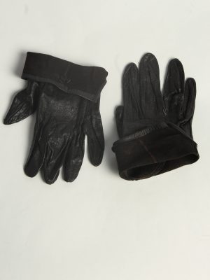 Leather Gloves Womens Vintage Size M Black -G595-156601