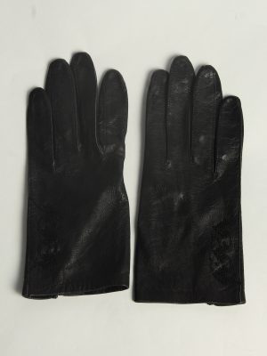 Leather Gloves Womens Vintage Size S Black -G598-0