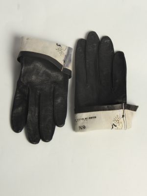 Leather Gloves Womens Vintage Size S Black -G598-156613
