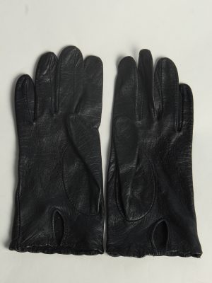 Leather Gloves Womens Vintage Size M Black -G599-156618