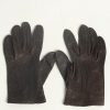 Leather Gloves Womens Vintage Size L Dark Brown -G602-0