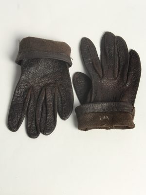 Leather Gloves Womens Vintage Size L Dark Brown -G602-156629