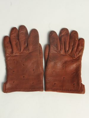 Leather Gloves Womens Vintage Size L Brown -G612-0