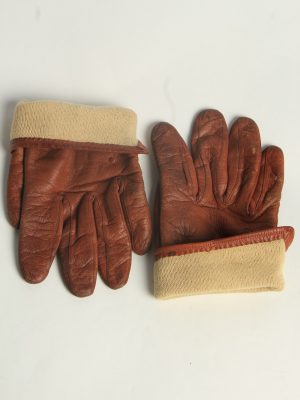 Leather Gloves Womens Vintage Size L Brown -G612-156669
