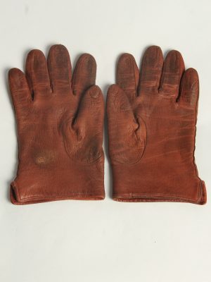 Leather Gloves Womens Vintage Size L Brown -G612-156670