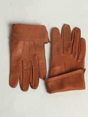 Leather Gloves Womens Vintage Size L Mustard -G616-156685